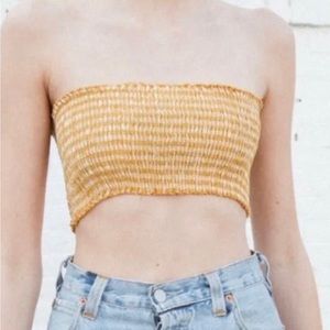 Brandy Melville yellow and white tube top